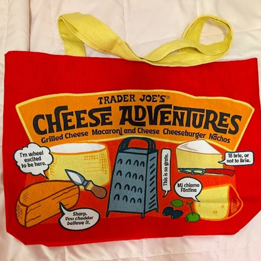 Trader Joes Cheese Adventure Reusable Cloth Tote Bag